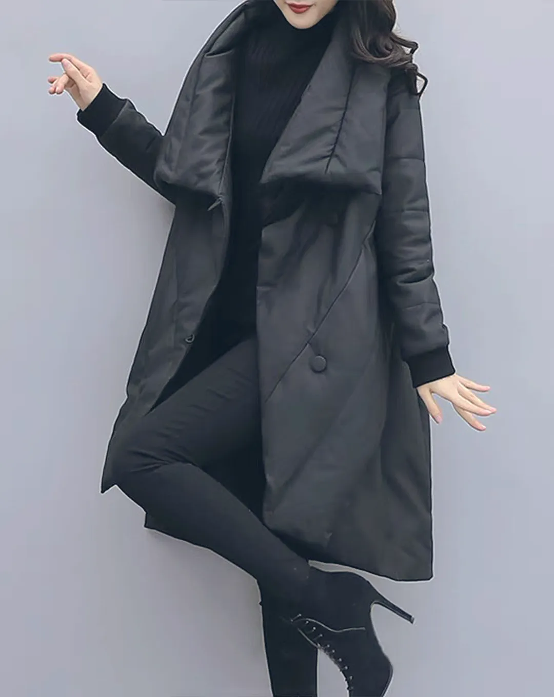 ♀Big Collar Middle Down Coat
